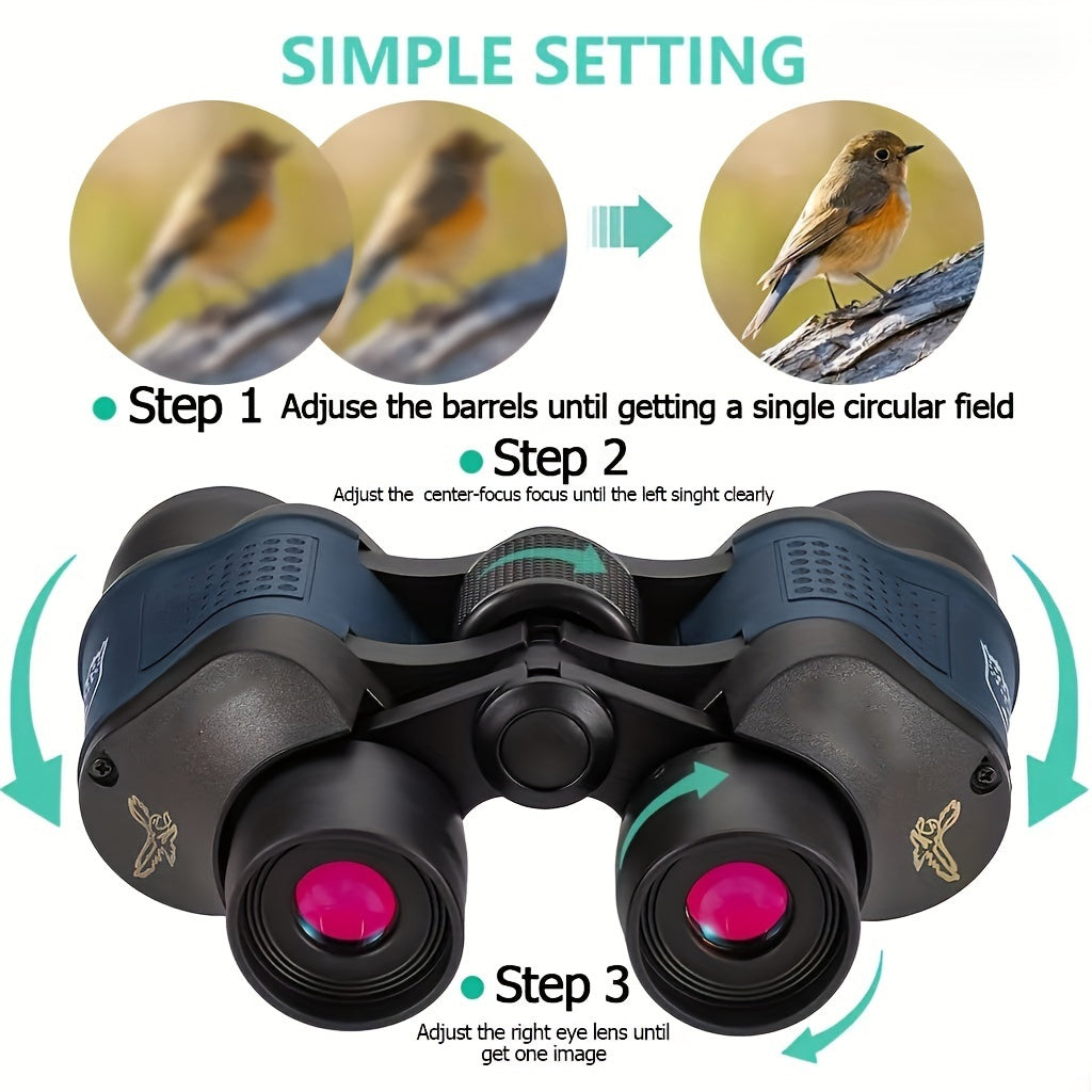 Binoculars For Adults High Power,60x60 With Low Light Night Vision Waterproof Binoculars Watching Outdoor Sports Concerts Binoculars For Bird Watching Professional Pink Lucy