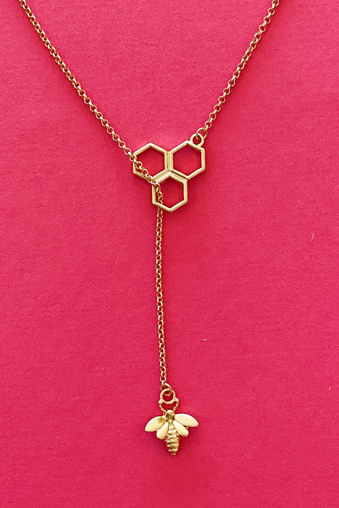 Bee With Me Necklace, Gold Fuchsia Hercules