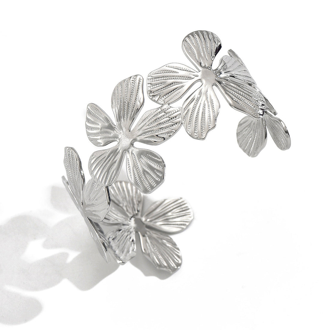 Lxalry 18K Gold Plated Stainless Steel Floral Carved Mirror Bracelet Hypoallergenic Skin Safe Jewelry With Artisan Texture Never Fade Handmade Luxury Gift For Women S Daily Evening Wear Indigo Arrowwood