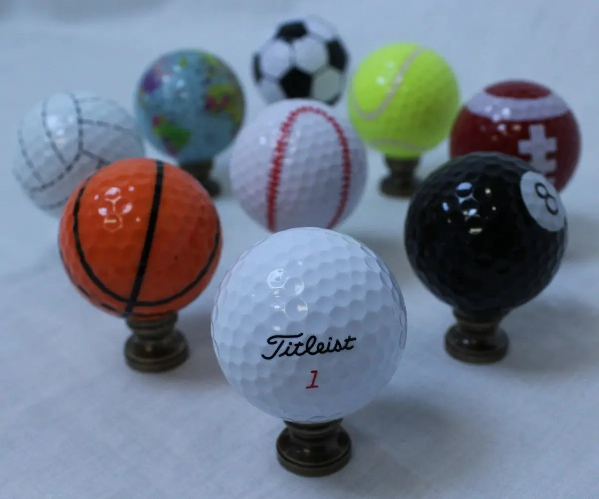 Golf Ball Lamp Finial, White, 2.25"h Thulite
