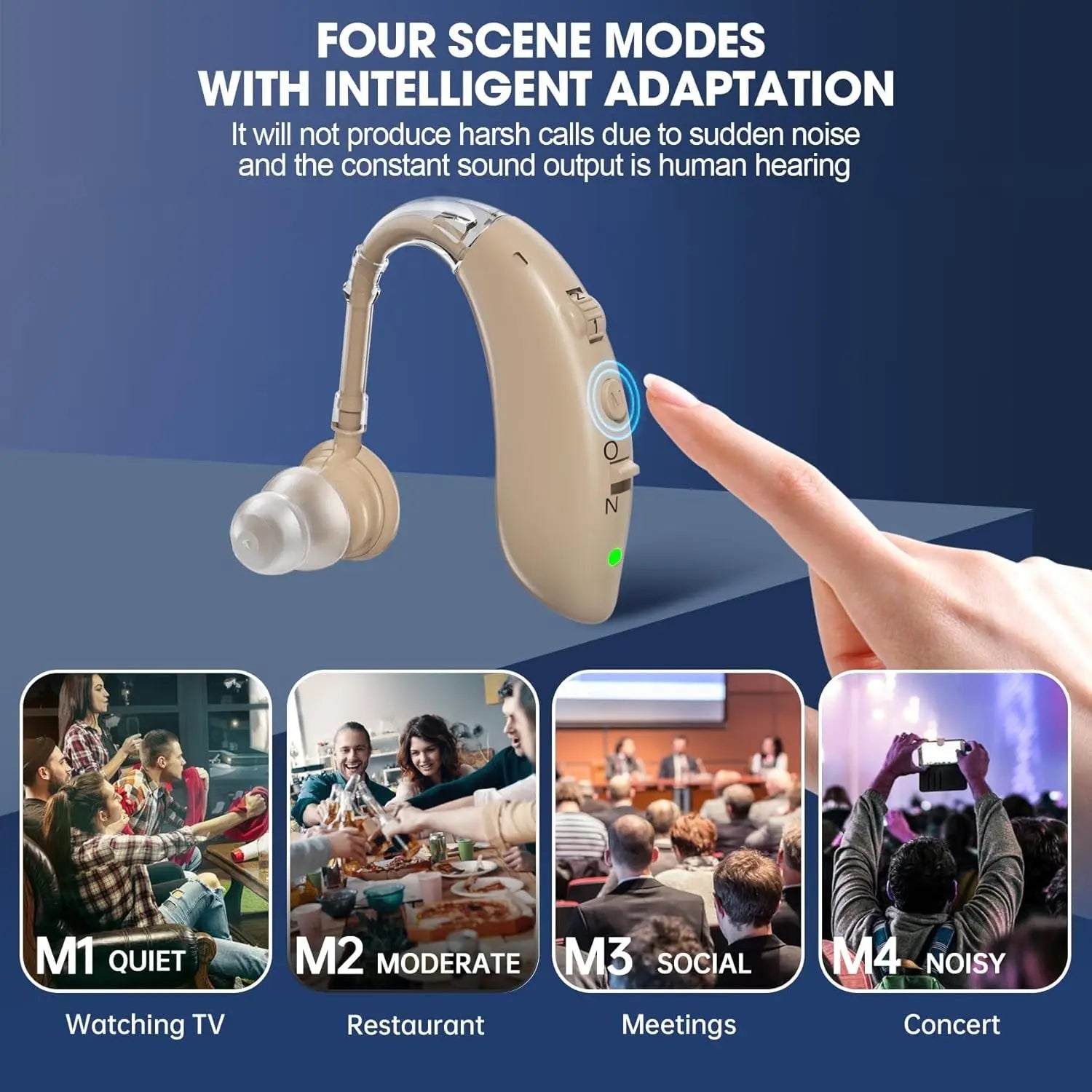 Hearing Aids for Seniors with Noise Reduction & Volume Control - Digital Rechargeable Portable Hearing Amplifiers for Adults with Mild to Moderate Hearing Loss, Includes Cyclic Charging Case
