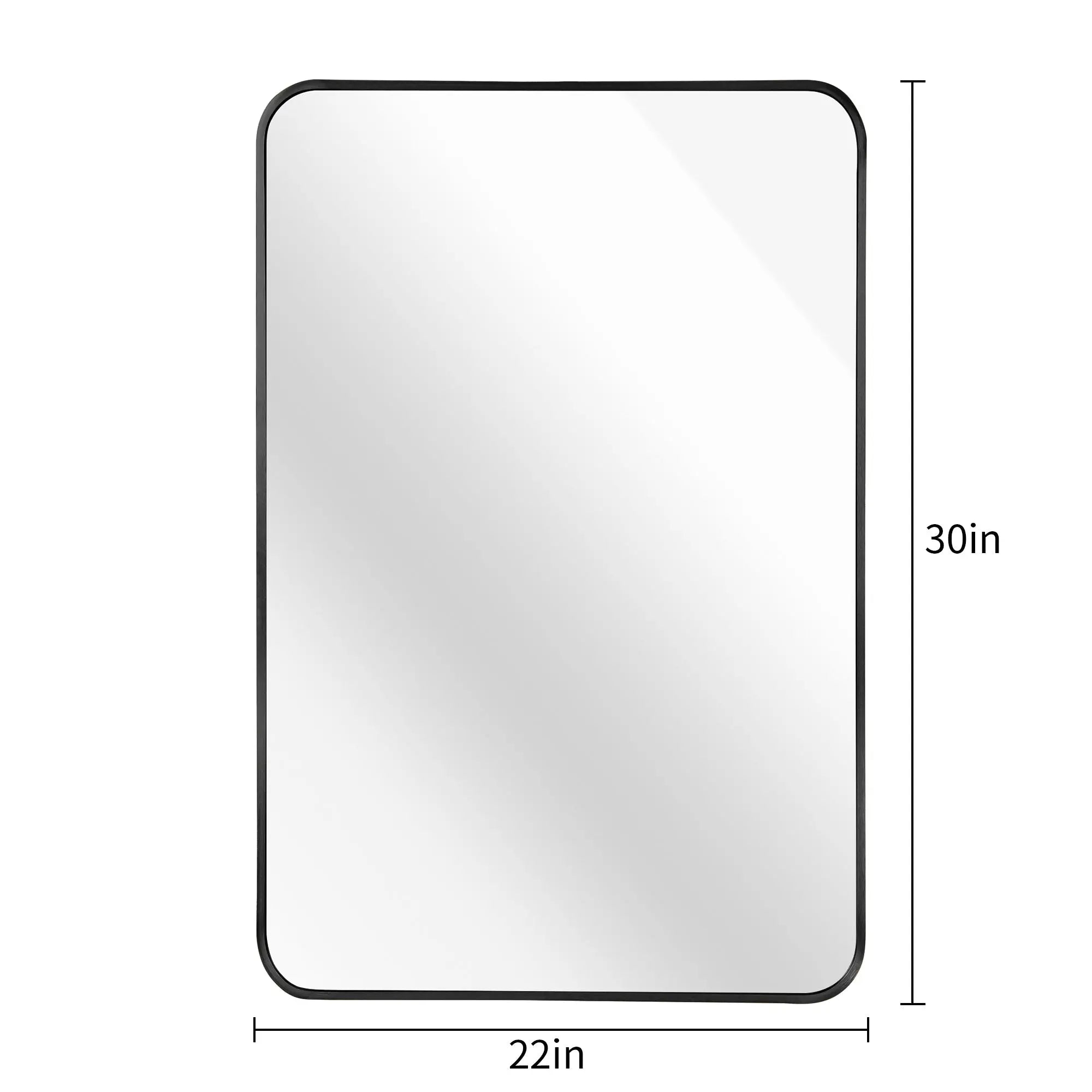 22x30 Inch Black Metal Framed Rectangular Bathrrom Mirror for Wall. Sangria Beech