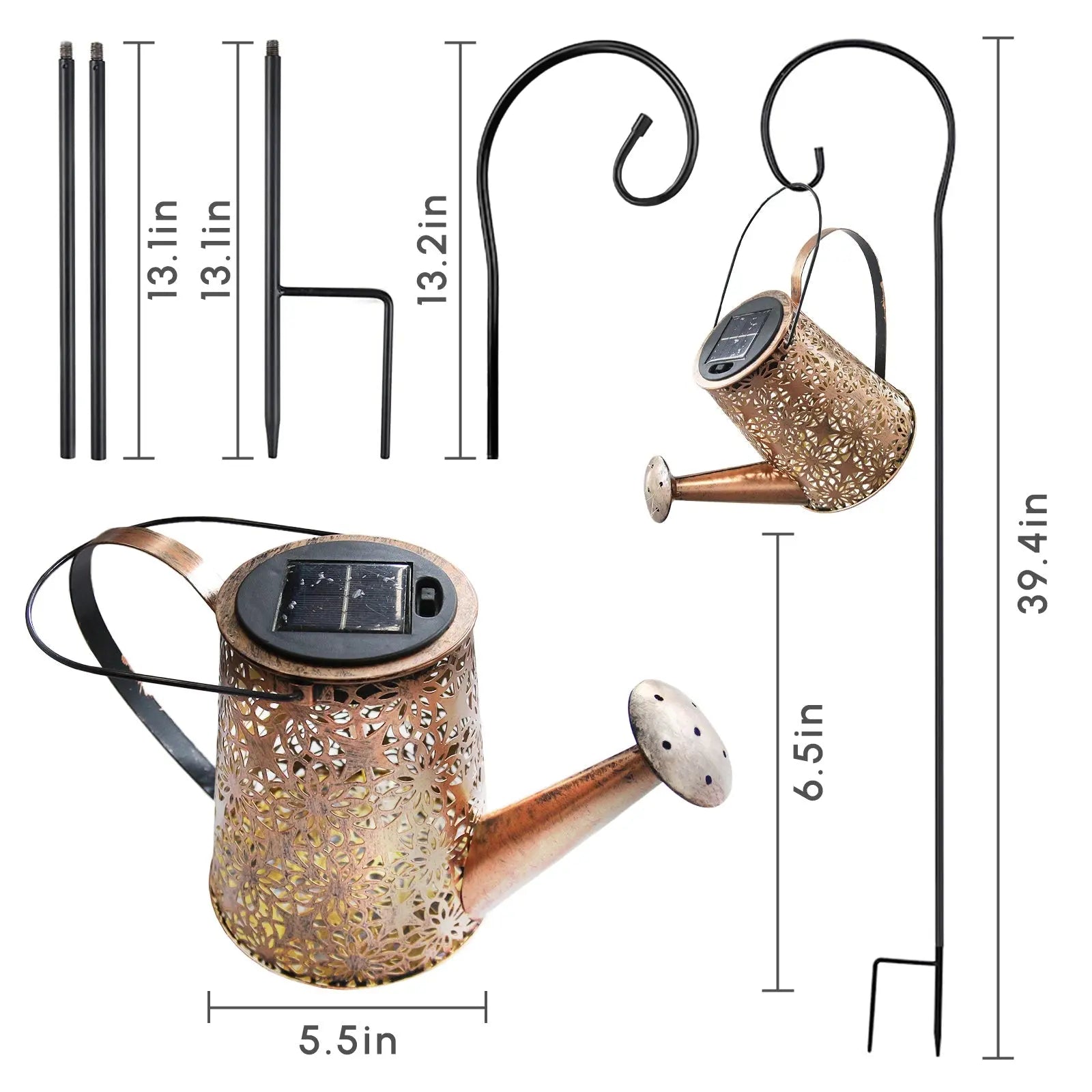 Solar Watering Can Lights Outdoor Decor Hanging Kettle Lantern Light Pink Iolaus