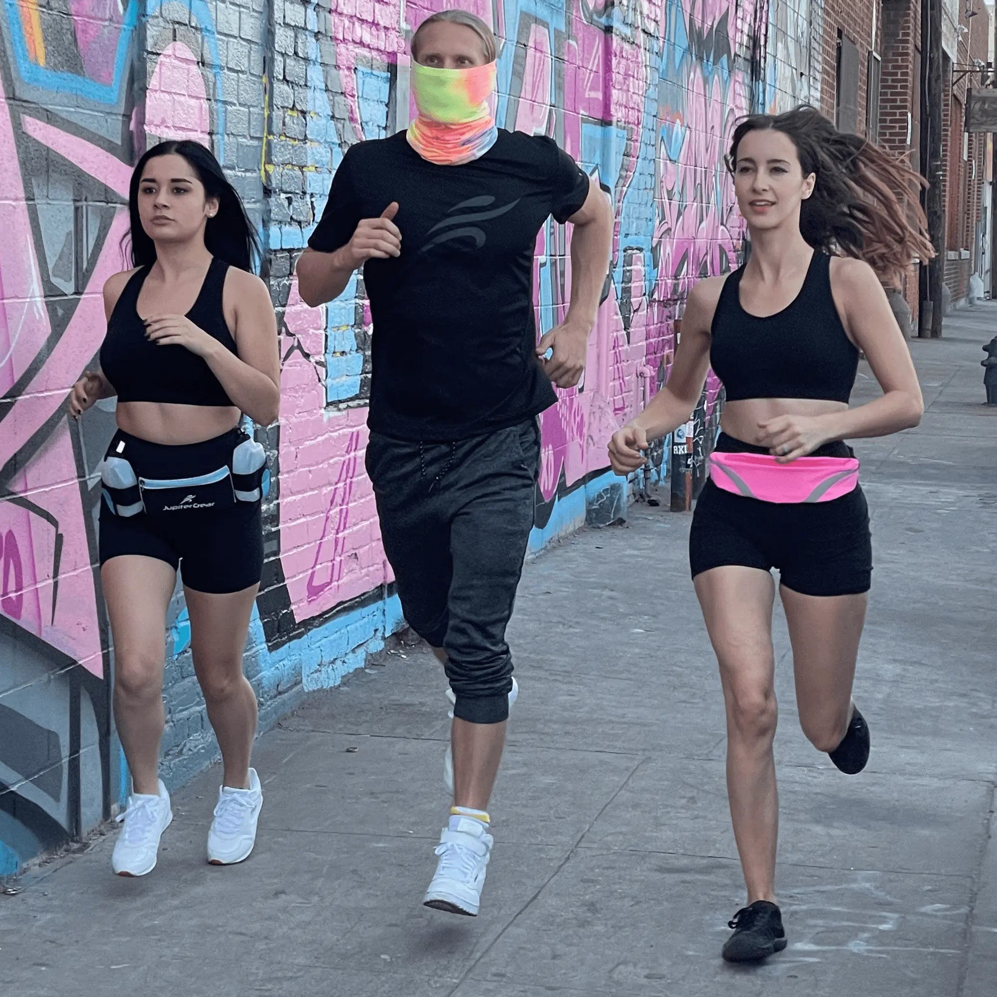 Water-Resistant Sport Waist Pack Running Belt with Reflective Strip Black Lavender