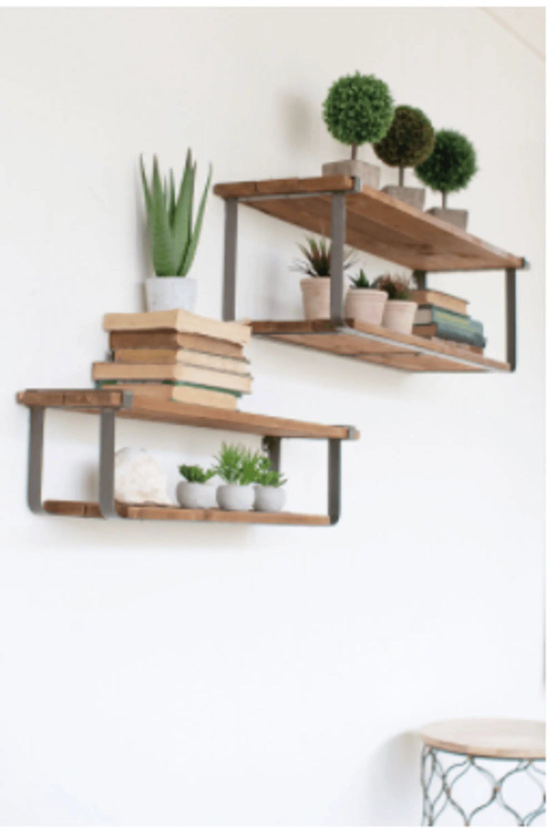 Recycled Wood And Metal Wall Shelves
