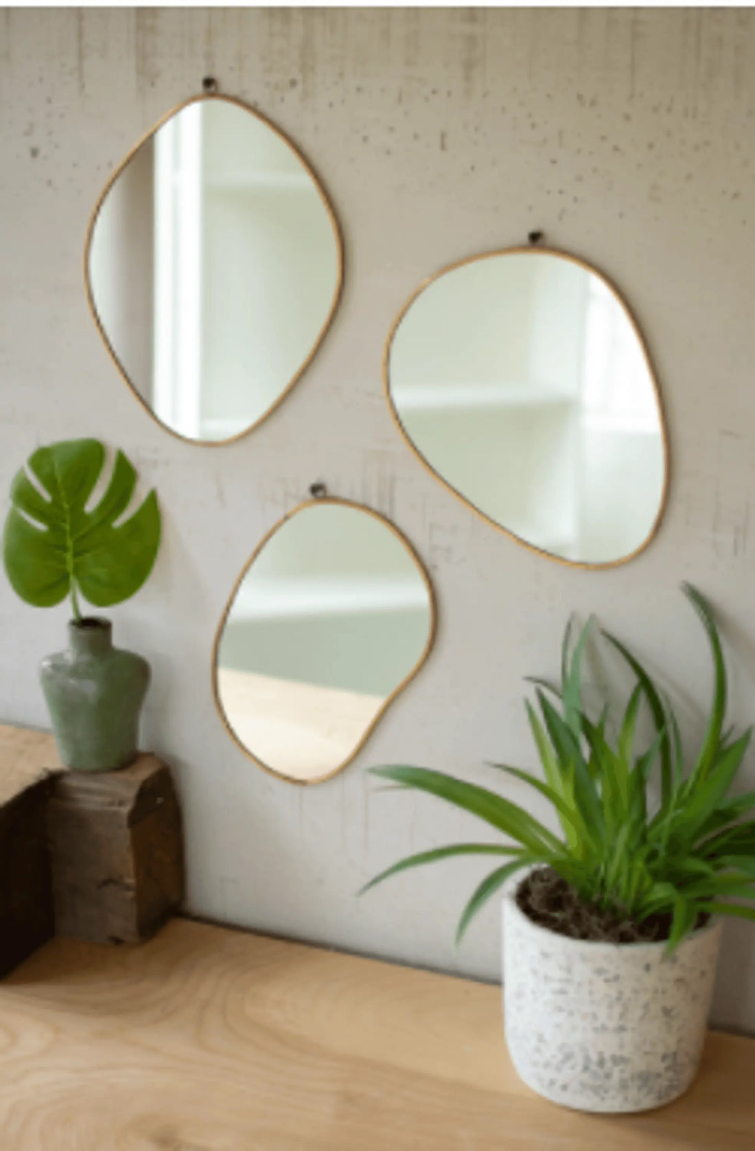 Brass Framed Organic Shaped Mirrors Set Of Three White Diomedes