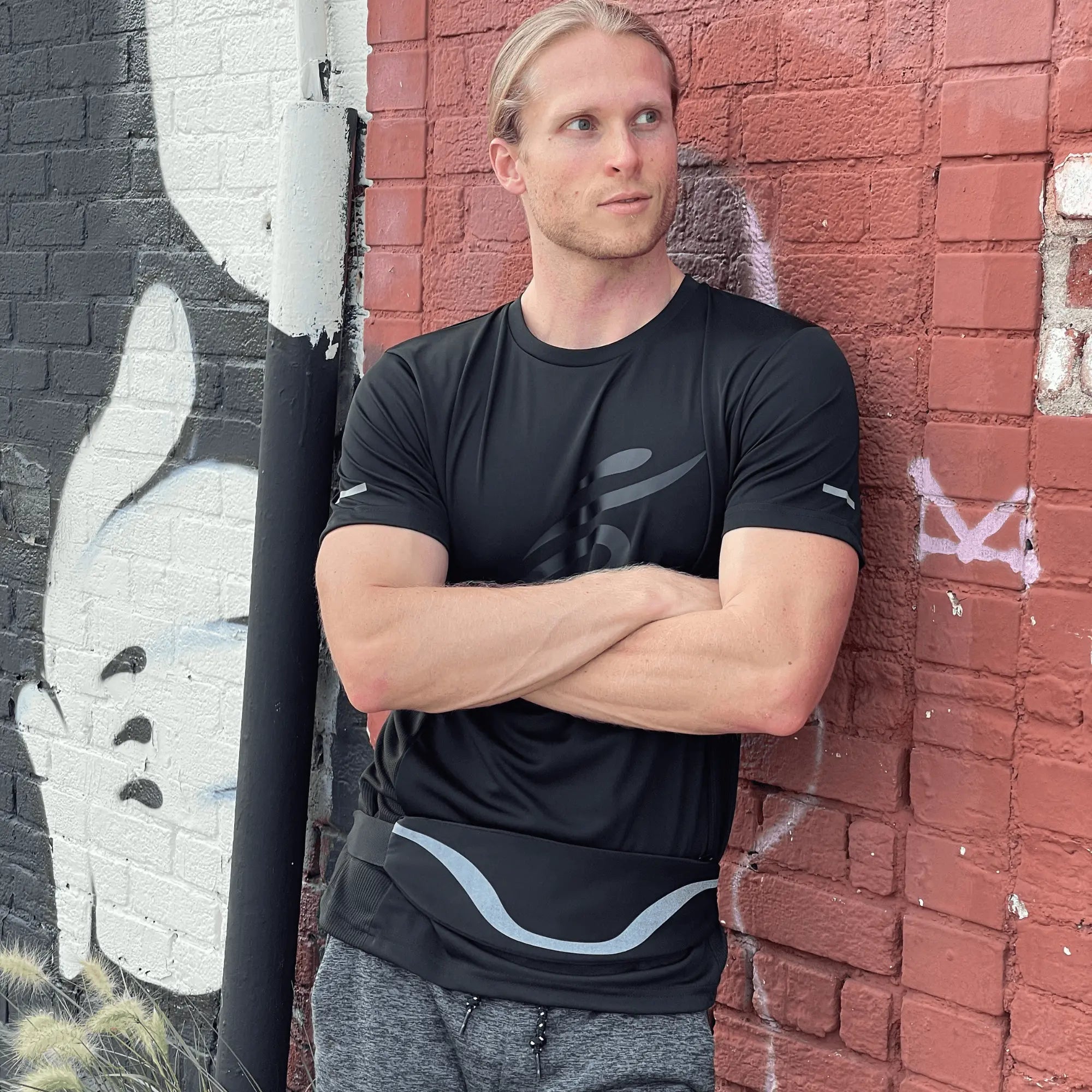 Water-Resistant Sport Waist Pack Running Belt with Reflective Strip Black Lavender