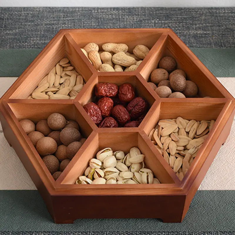Tray nut Storage  Divided Grid With Lid Dried Fruit Box Crimson Medea