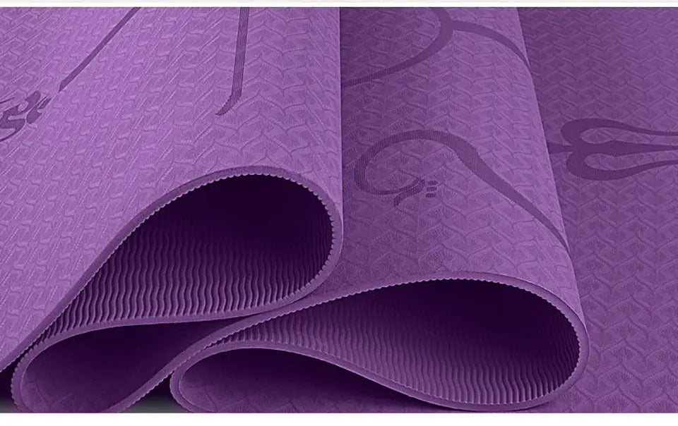 Non Slip TPE Yoga Mat Position Line Beginner Pink Lucy
