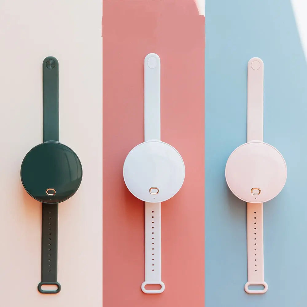 Portable Wrist Fan Mirror Leafless USB Rechargeable 3 Speed Maroon Asteria