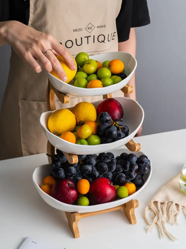 Nordic Ceramic Candy Plate Living Room Household Three Floor Fruit Crimson Medea