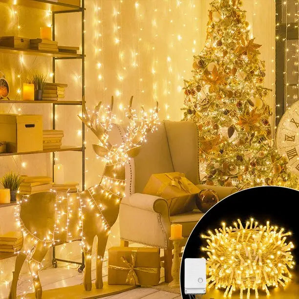 Halloween Christmas Lights Outdoor Decorations 100 LED 33Ft 8 Modes Pink Iolaus