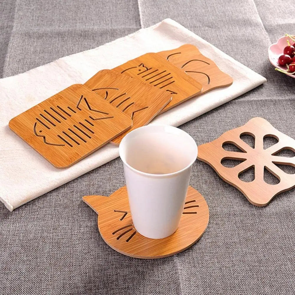 Cartoon Coasters Cup Carriers For Drinks Table Placemats Wood Drink Drinking Coaster Coffee Mug Rack Coffee Cup Stand Cup Coaster Wood Cup Wooden Dining Table Cup Holder Pink Lucy