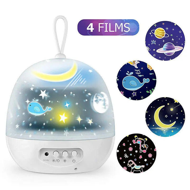 Night Light Projector 360° Rotating 8 Lighting Modes Maroon Asteria