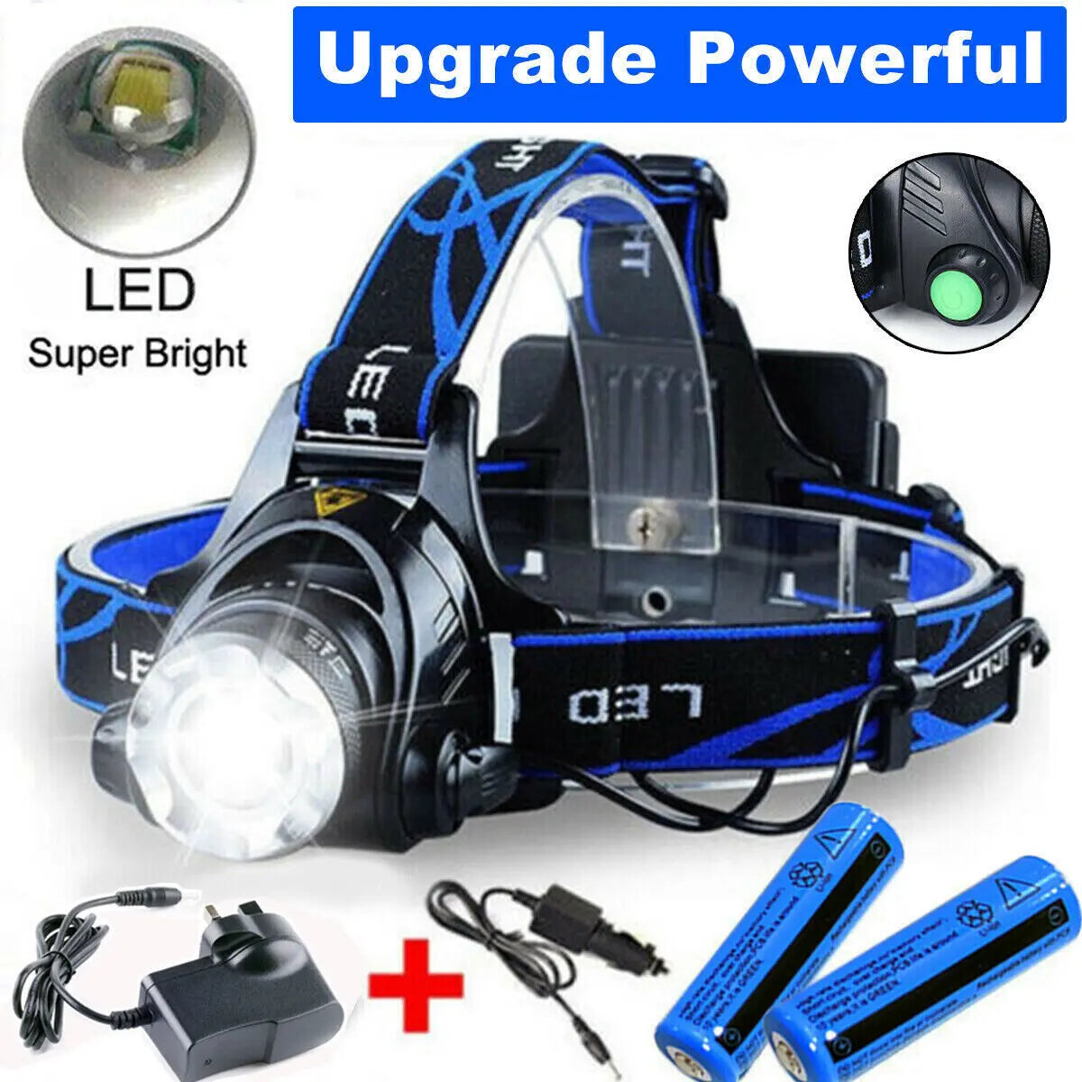 990000LM Rechargeable LED Headlamp Zoomable Torch Tactical Headlight Crimson Medea