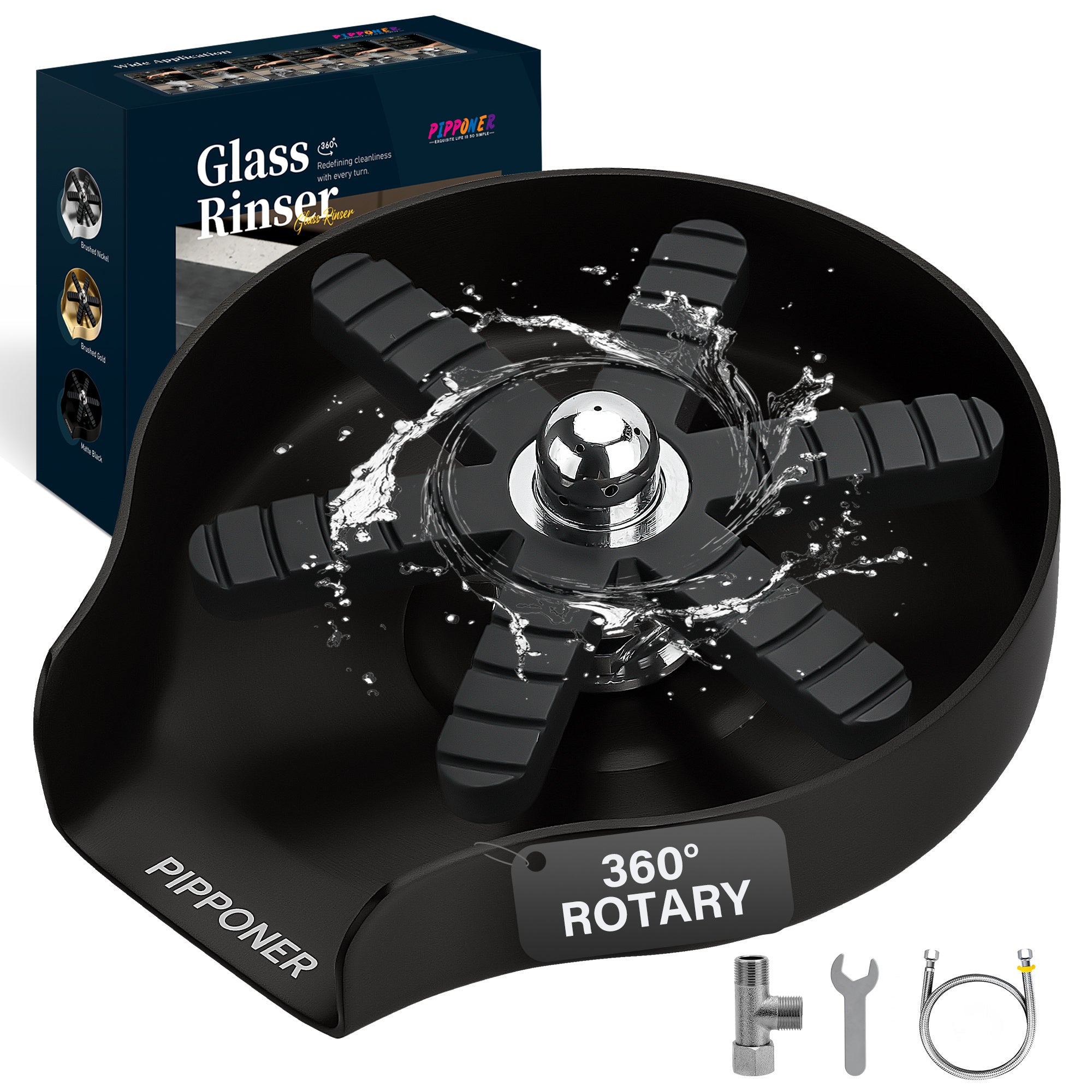 AdoreKart Glass Rinser For Kitchen Sink, Upgrade 360 Rotating High Pressure Jet Glass Rinser, 5-inch Stainless Steel Cup Washer, Cup Rinser Sink Attachment For Home And Commercial Pink Lucy