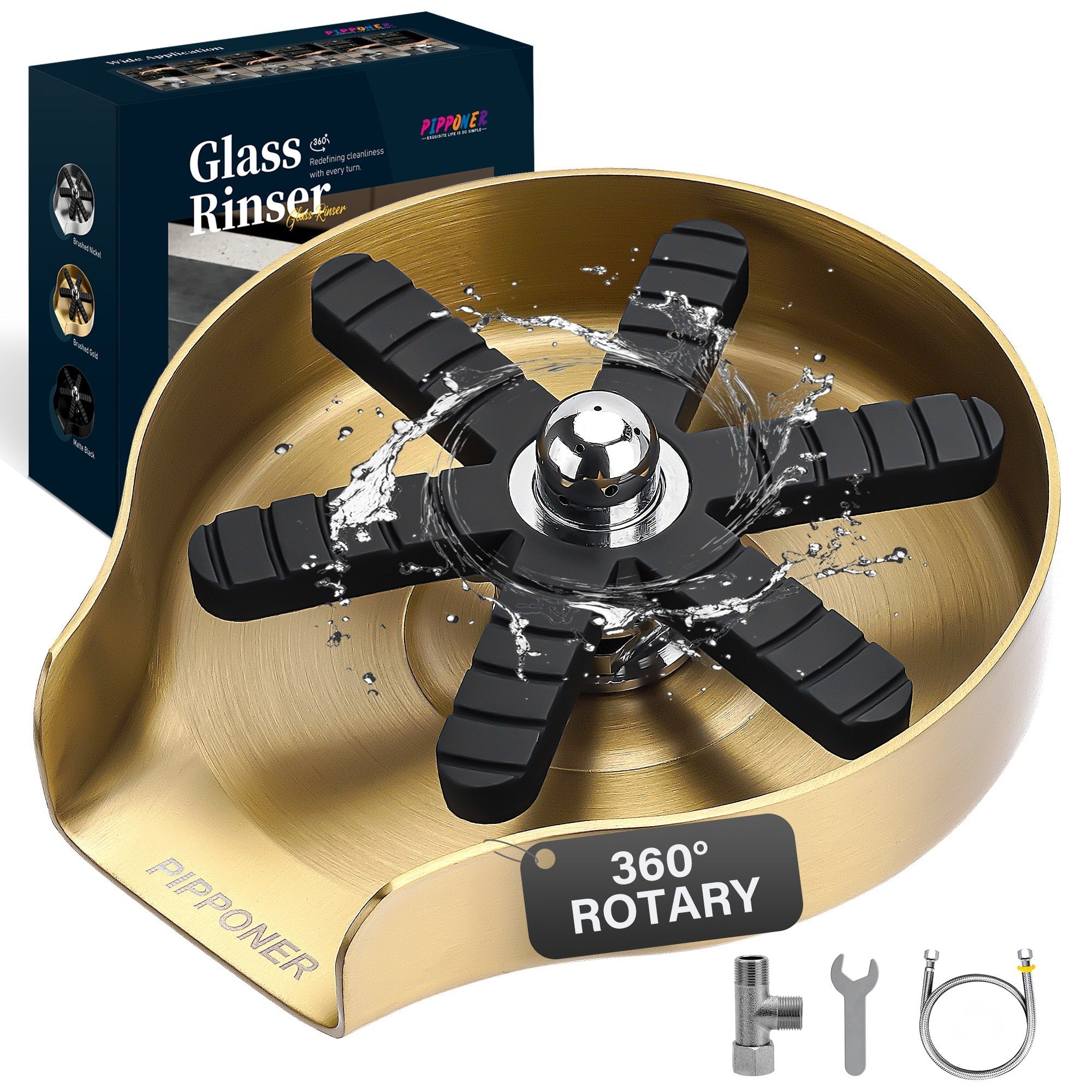 AdoreKart Glass Rinser For Kitchen Sink, Upgrade 360 Rotating High Pressure Jet Glass Rinser, 5-inch Stainless Steel Cup Washer, Cup Rinser Sink Attachment For Home And Commercial Pink Lucy