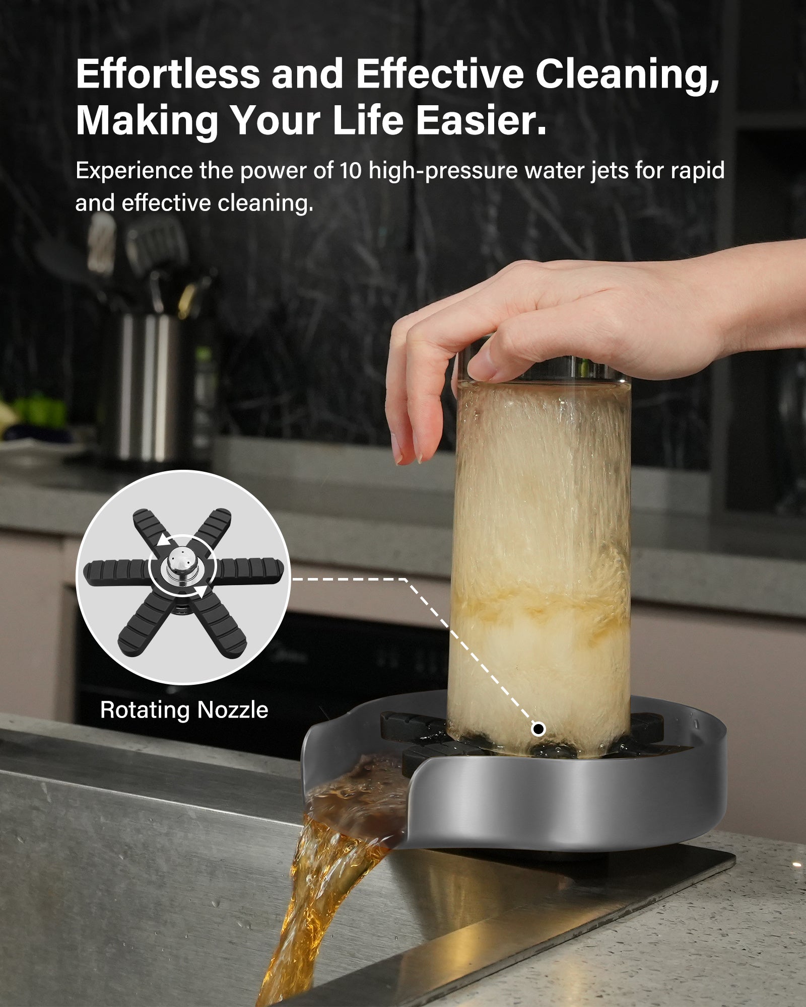 AdoreKart Glass Rinser For Kitchen Sink, Upgrade 360 Rotating High Pressure Jet Glass Rinser, 5-inch Stainless Steel Cup Washer, Cup Rinser Sink Attachment For Home And Commercial Pink Lucy