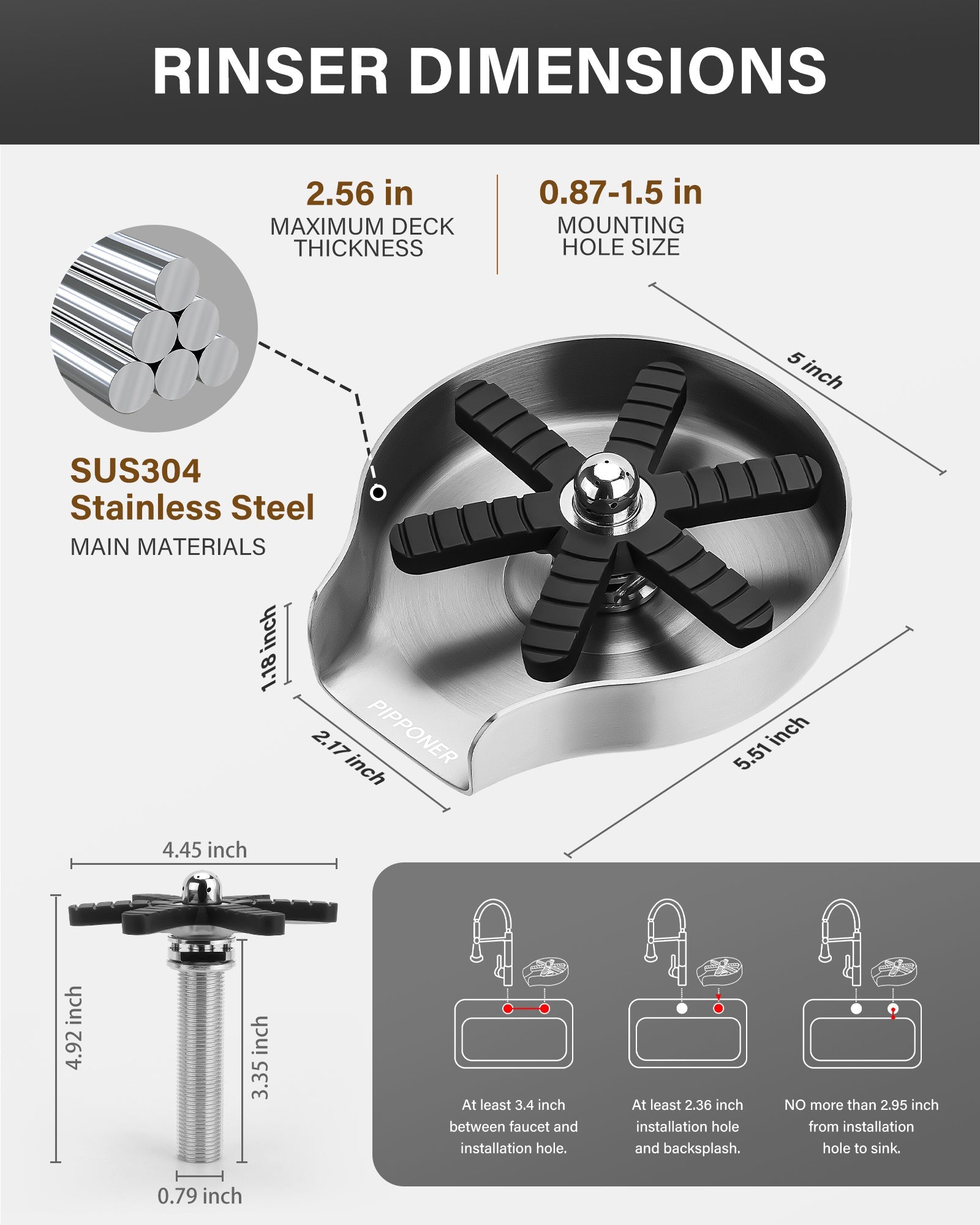 AdoreKart Glass Rinser For Kitchen Sink, Upgrade 360 Rotating High Pressure Jet Glass Rinser, 5-inch Stainless Steel Cup Washer, Cup Rinser Sink Attachment For Home And Commercial Pink Lucy