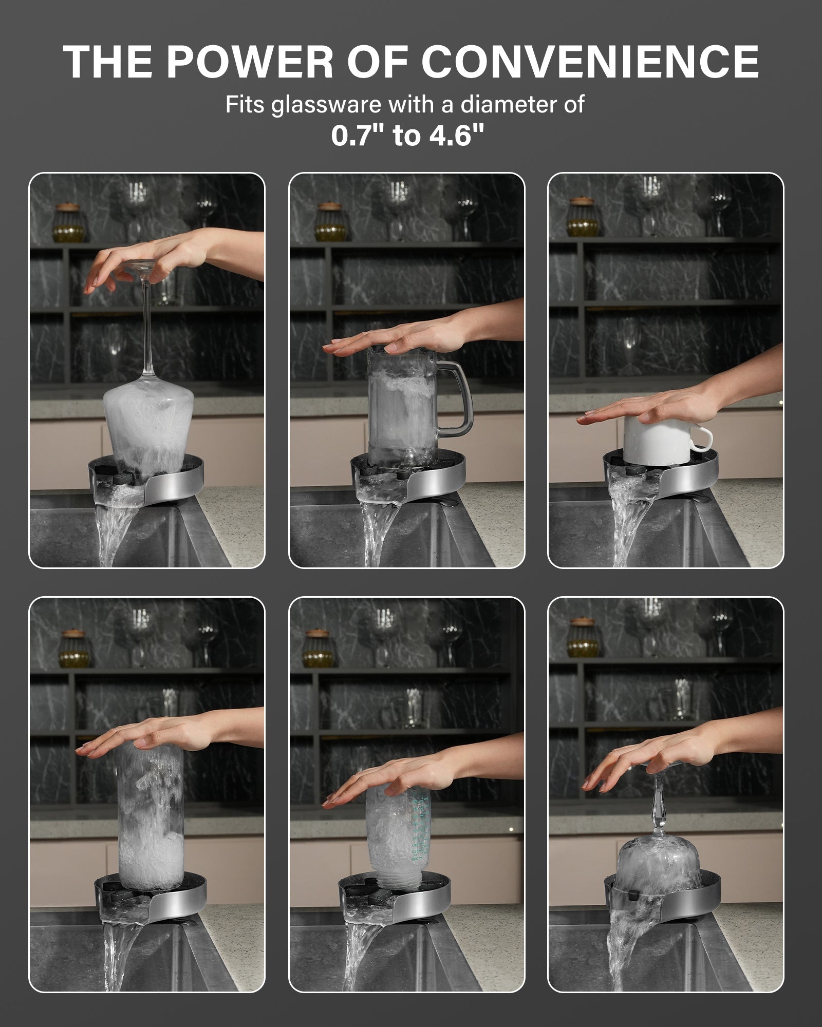 AdoreKart Glass Rinser For Kitchen Sink, Upgrade 360 Rotating High Pressure Jet Glass Rinser, 5-inch Stainless Steel Cup Washer, Cup Rinser Sink Attachment For Home And Commercial Pink Lucy