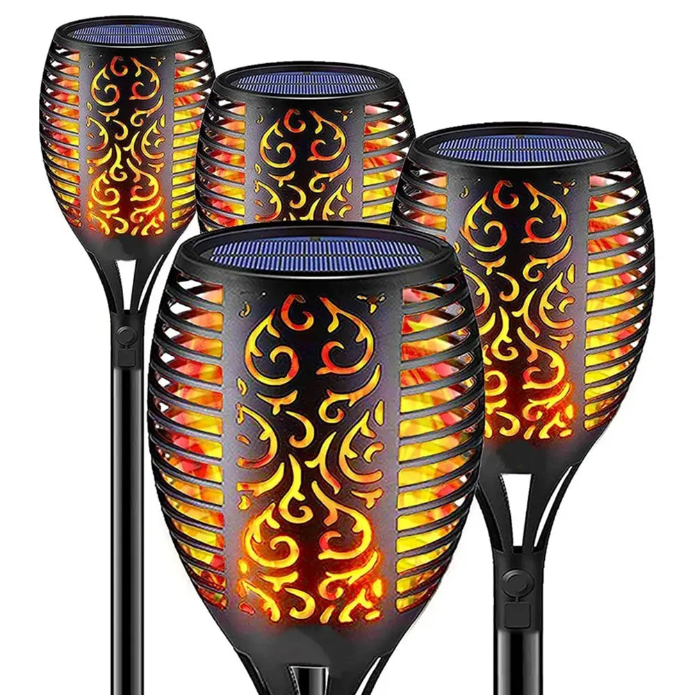 4 Pack Solar Lights Outdoor Solar 12 Led Torch Flickering Flame Lights Pink Iolaus