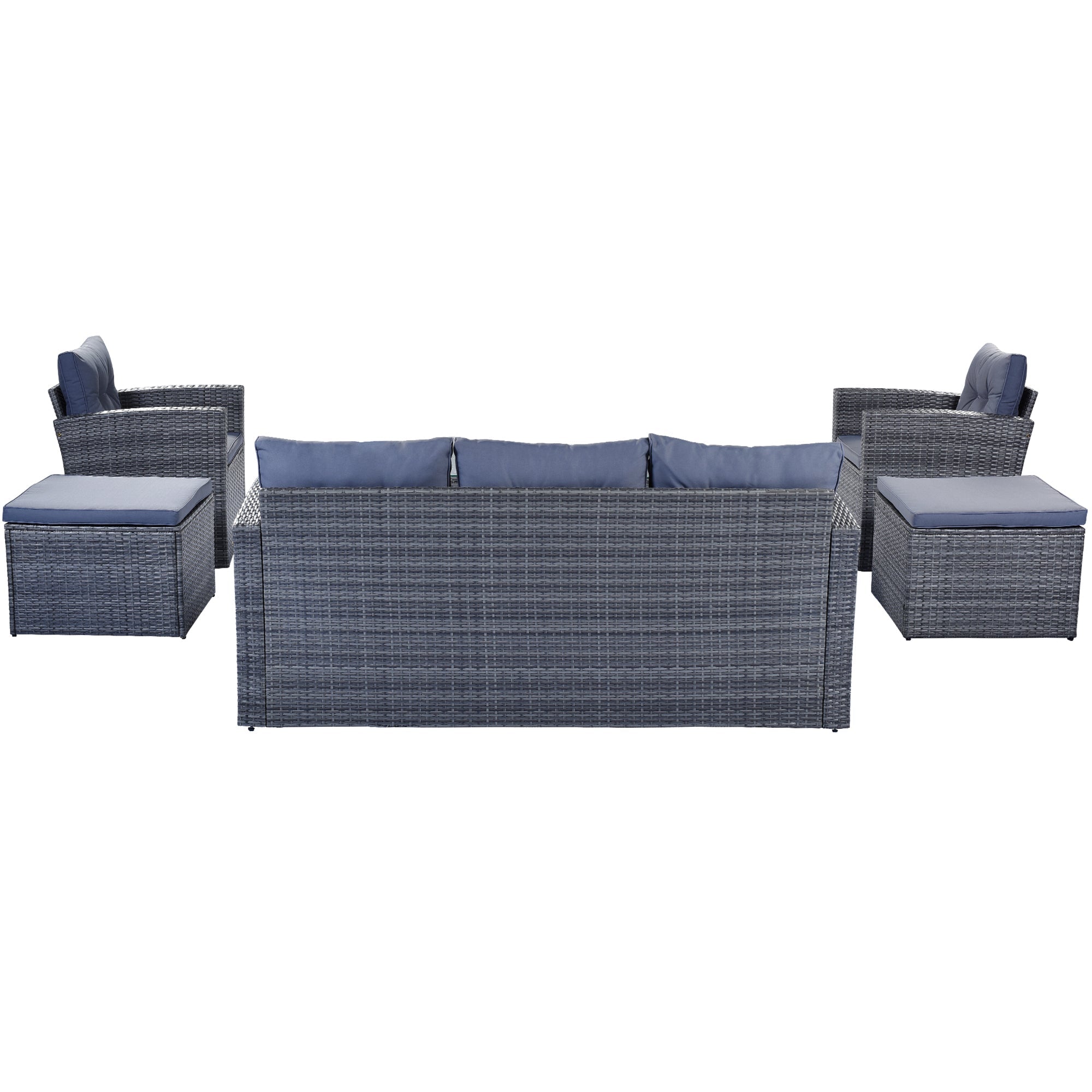 6-piece All-Weather PE rattan Patio Outdoor Dining Conversation Sangria Beech