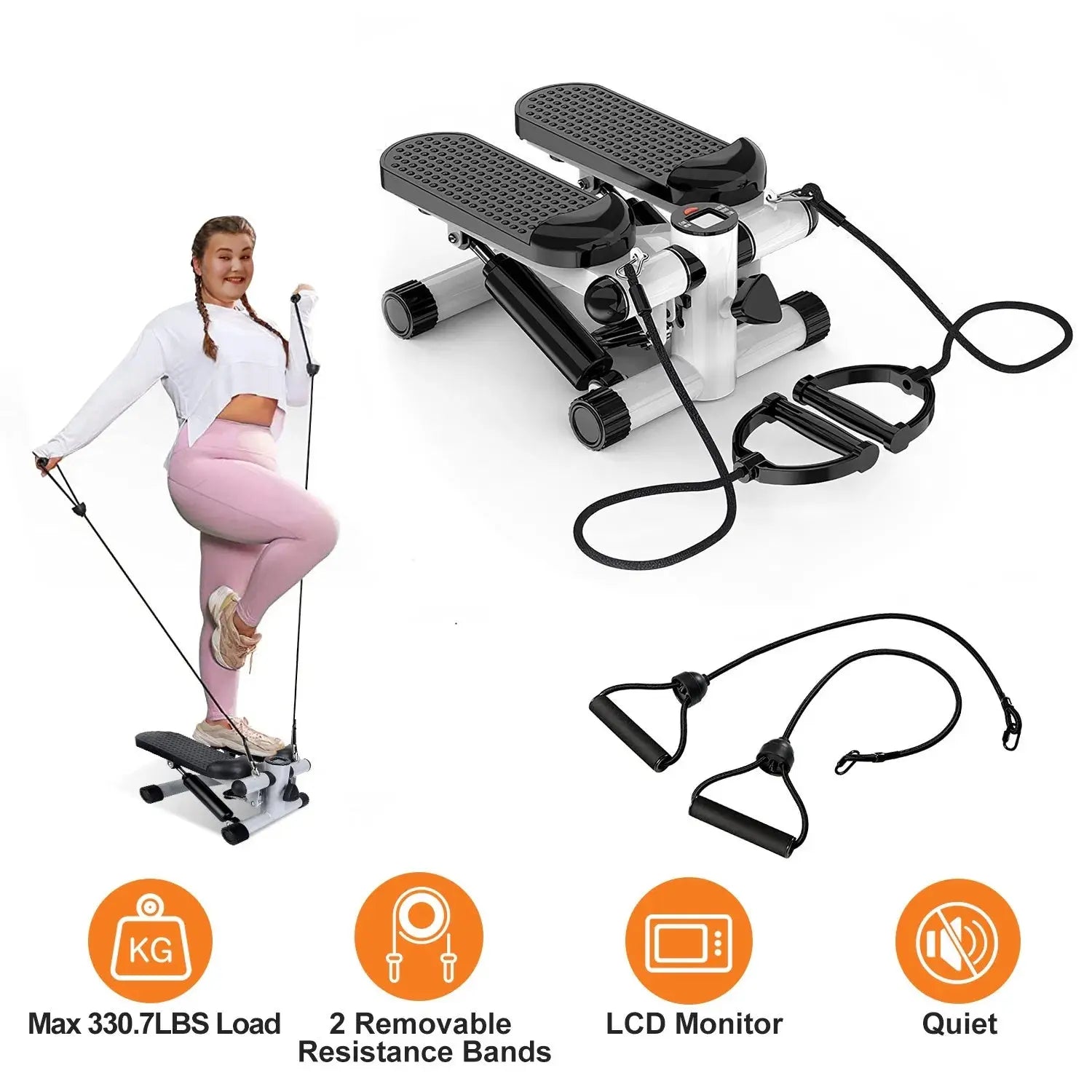 Exercise Stepper For Women Mini Fitness Stepper With 2 Resistance CJDropshipping