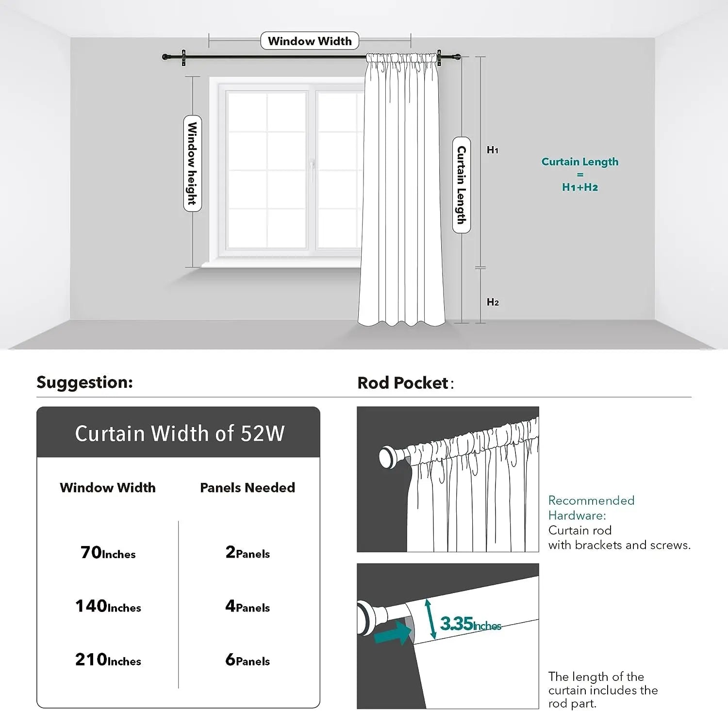 Total Blackout Curtains, Rod Pocket Thermal Insulated Drapes for Bedroom, 2 Panels, 100% Light Blocking, Energy Saving Curtains, Orange, W52 X L108