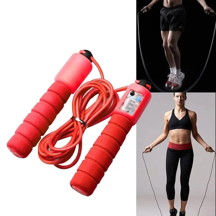 Skipping Rope With Counter Adjustable Length Counter Wear-resistant Foam Cotton Handle JumpRope Exercise Portable Sports Training Equipment Pink Lucy