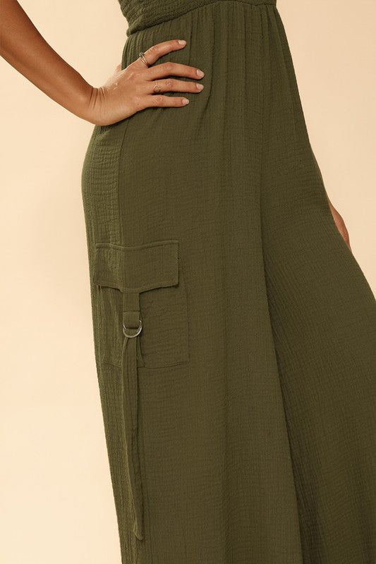 Smocked wide leg cargo jumpsuit Jade Icarus