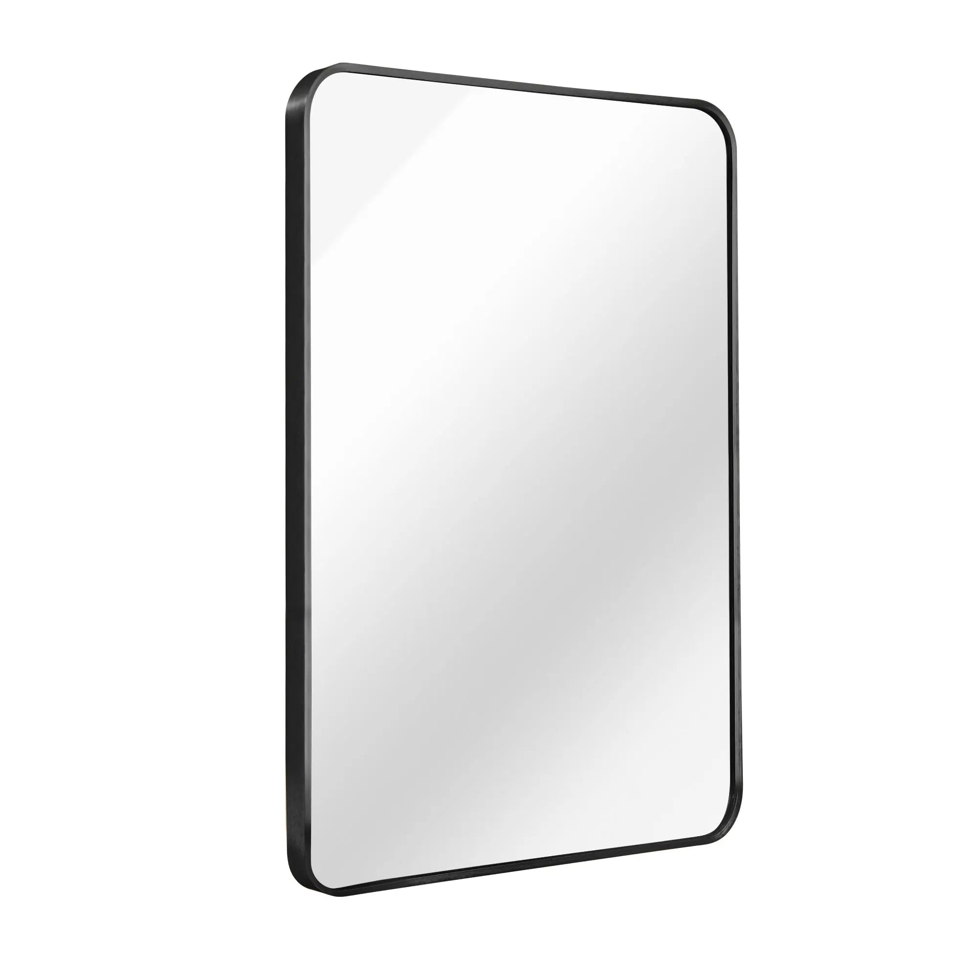 22x30 Inch Black Metal Framed Rectangular Bathrrom Mirror for Wall. Sangria Beech