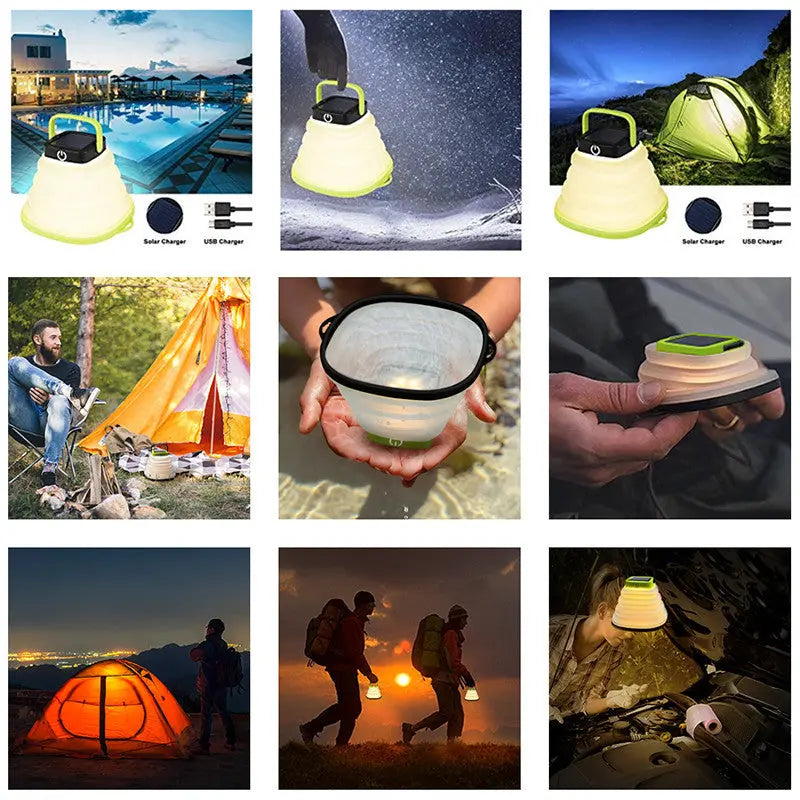 Collapsible Camping Light IP68 Waterproof Solar Foldable Maroon Asteria