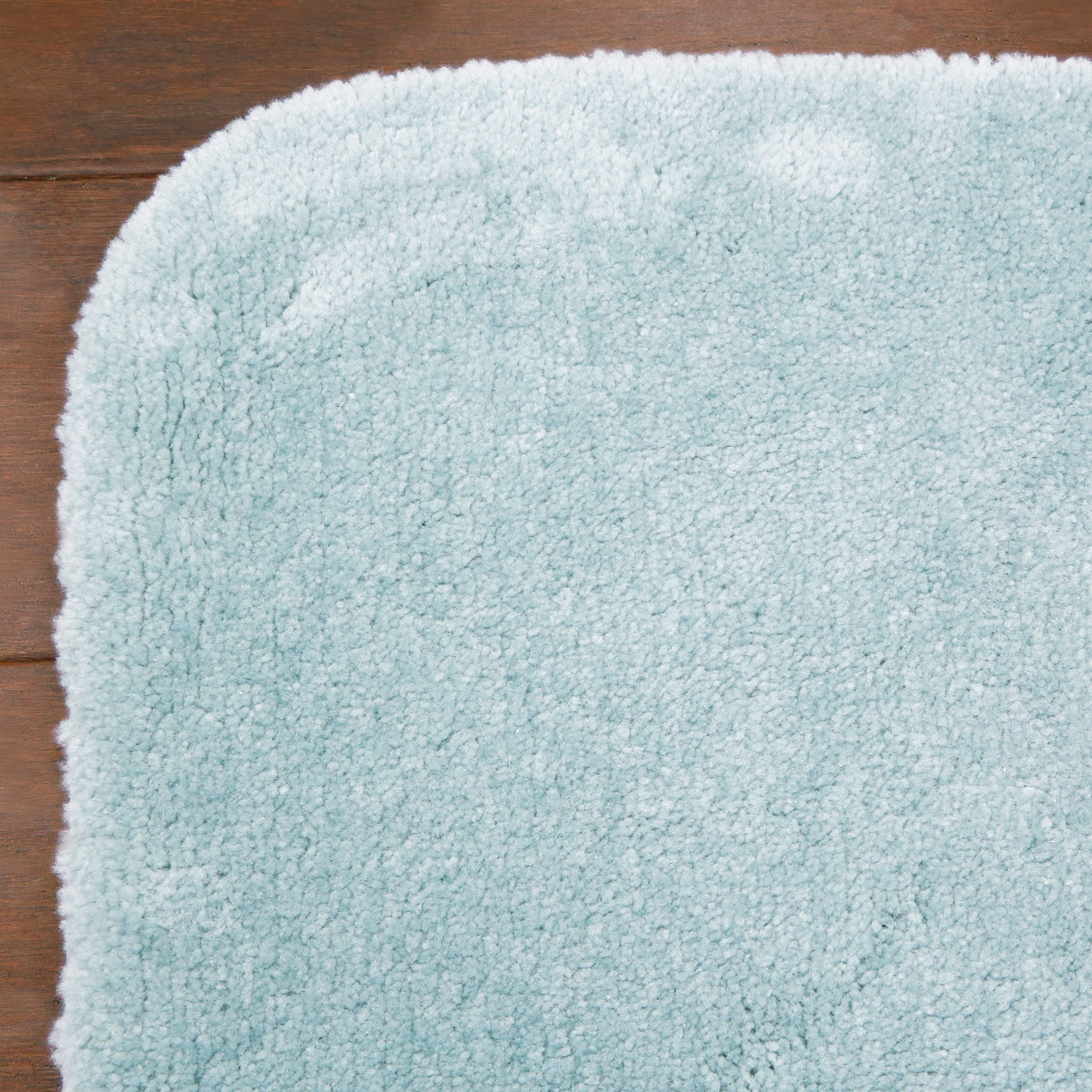 Solid Stripe Light Blue Nylon Bathroom Rug, 20"X32" - 1 Each
