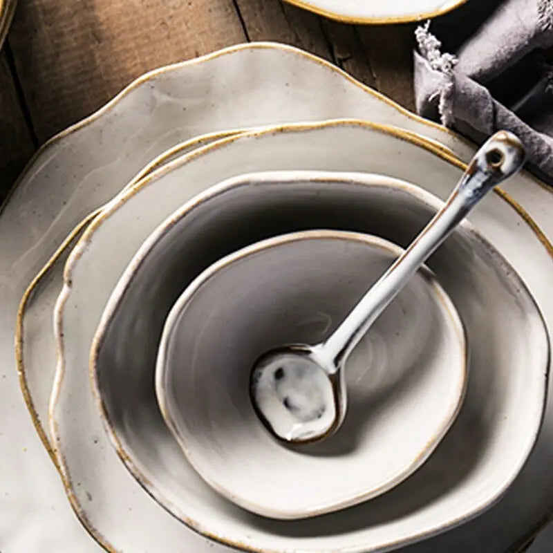 Irregular ceramic tableware Crimson Medea