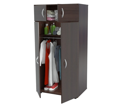 32" Espresso Melamine Mirrored Combo Dresser White Diomedes