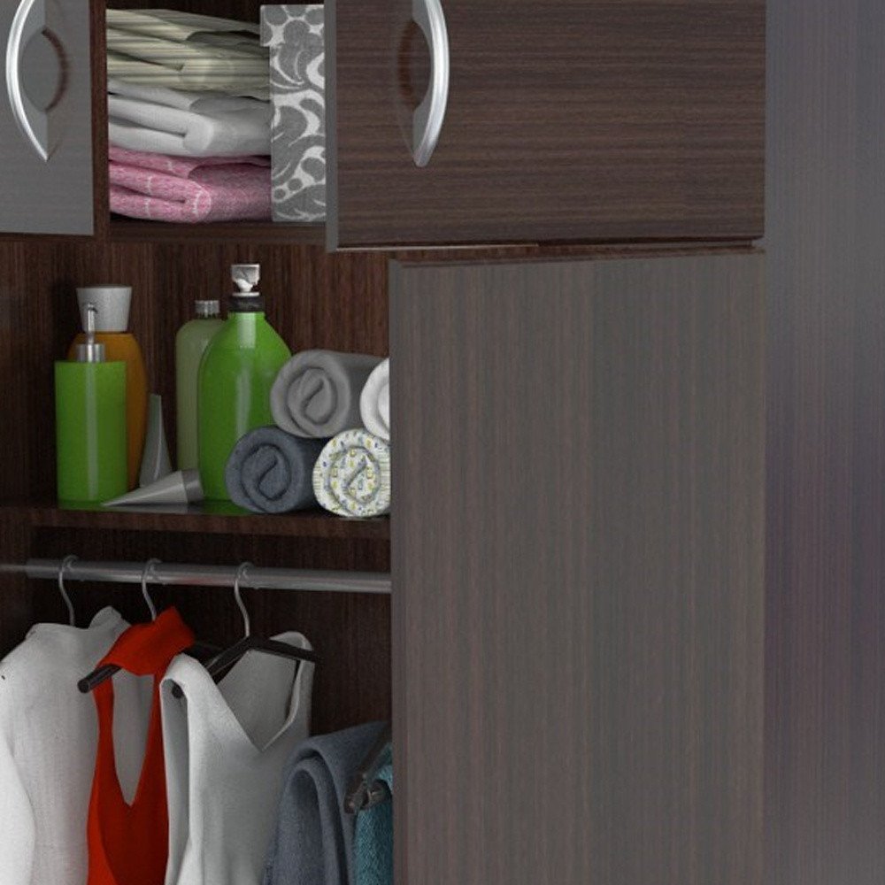32" Espresso Melamine Mirrored Combo Dresser White Diomedes