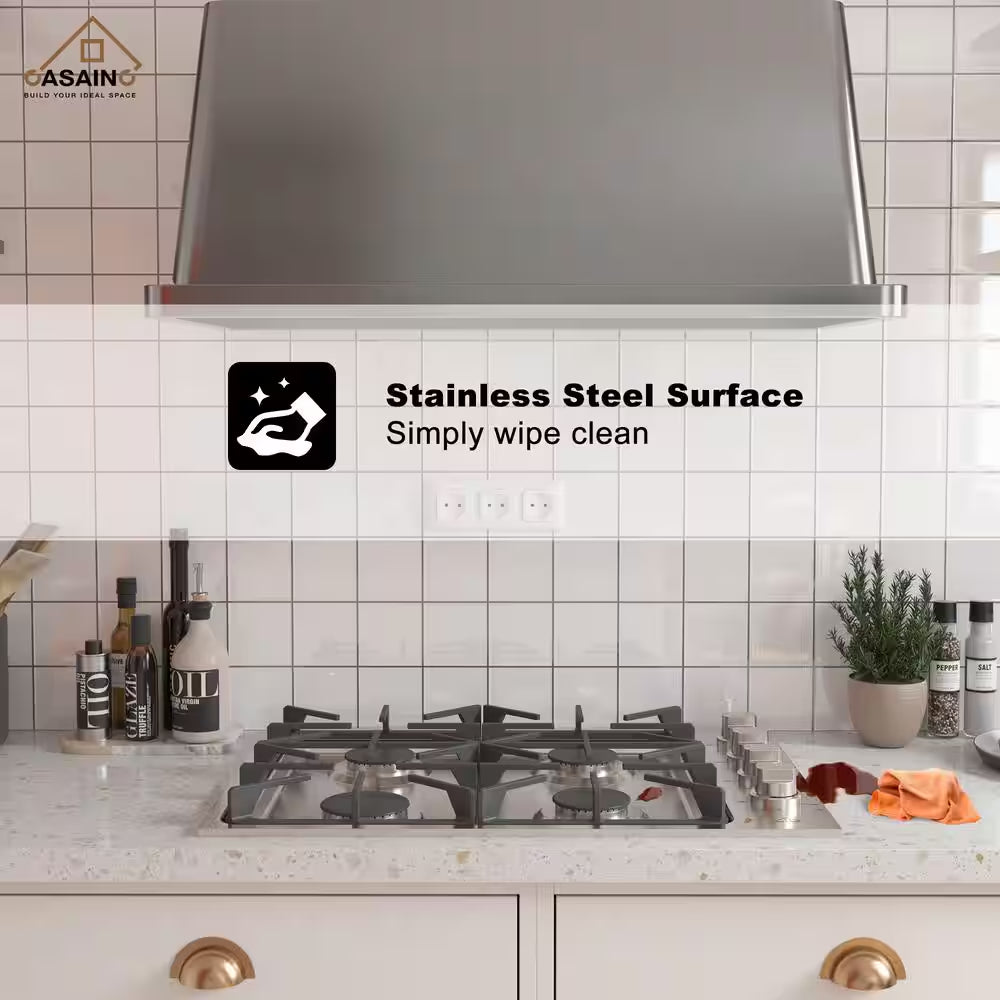 Built-In 30 In. Gas Cooktop in Stainless Steel with 4 Burners and LP Conversion Kit, CSA Certified