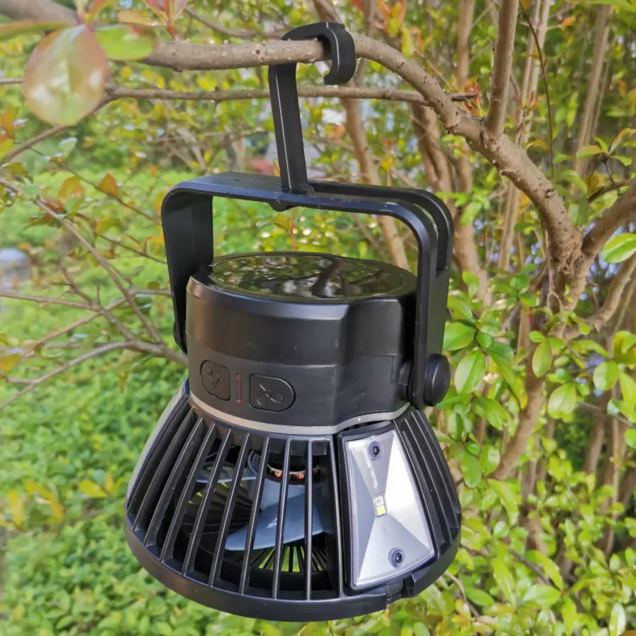 Solar Camping Light Foldable Fan Hanging Hook Rechargeable Maroon Asteria