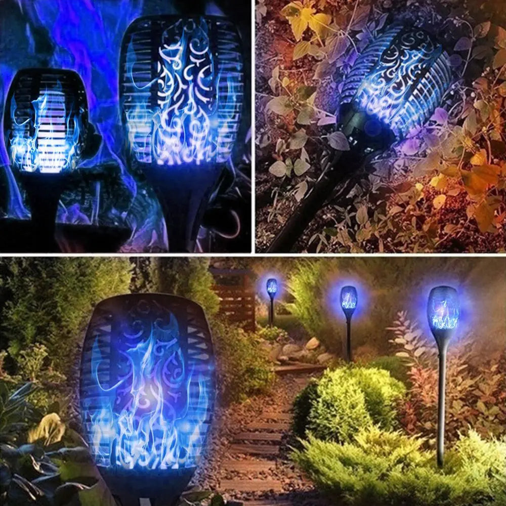 2 Pcs Solar Lights Outdoor Solar 12 Led Torch Flickering Flame Lights Pink Iolaus
