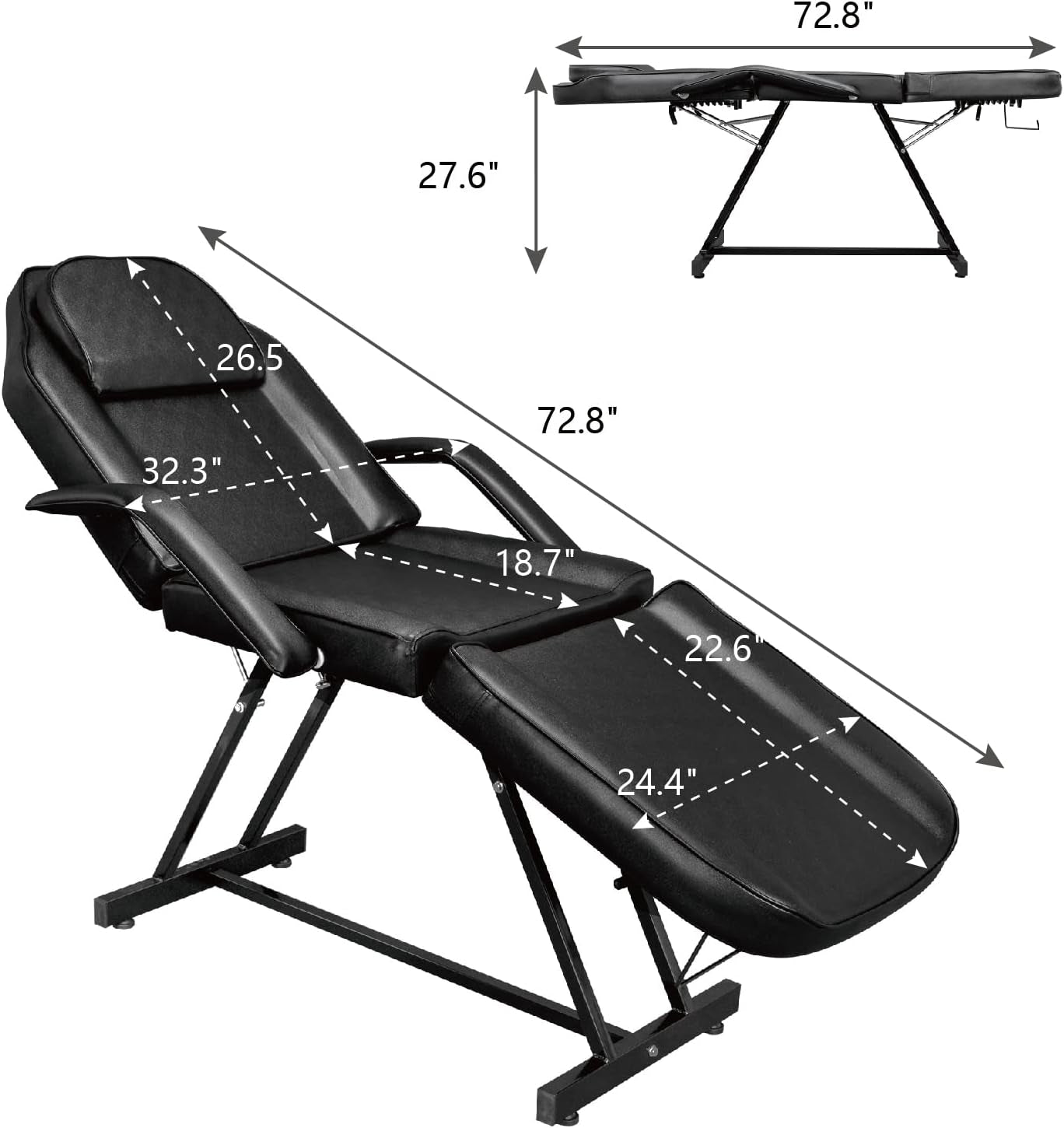 Height Adjustable Salon Tattoo Chair Esthetician Bed,Multi-Purpose Facial Bed Chair for Barber Spa Beauty Salon with Hydraulic Stool Equipment (Black)