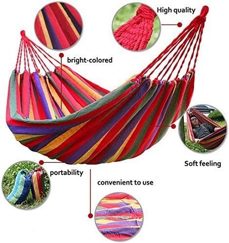 WoneNice™ – Double Cotton Hammock for 2 Persons, Spain Warehouse Carmine Juneberry