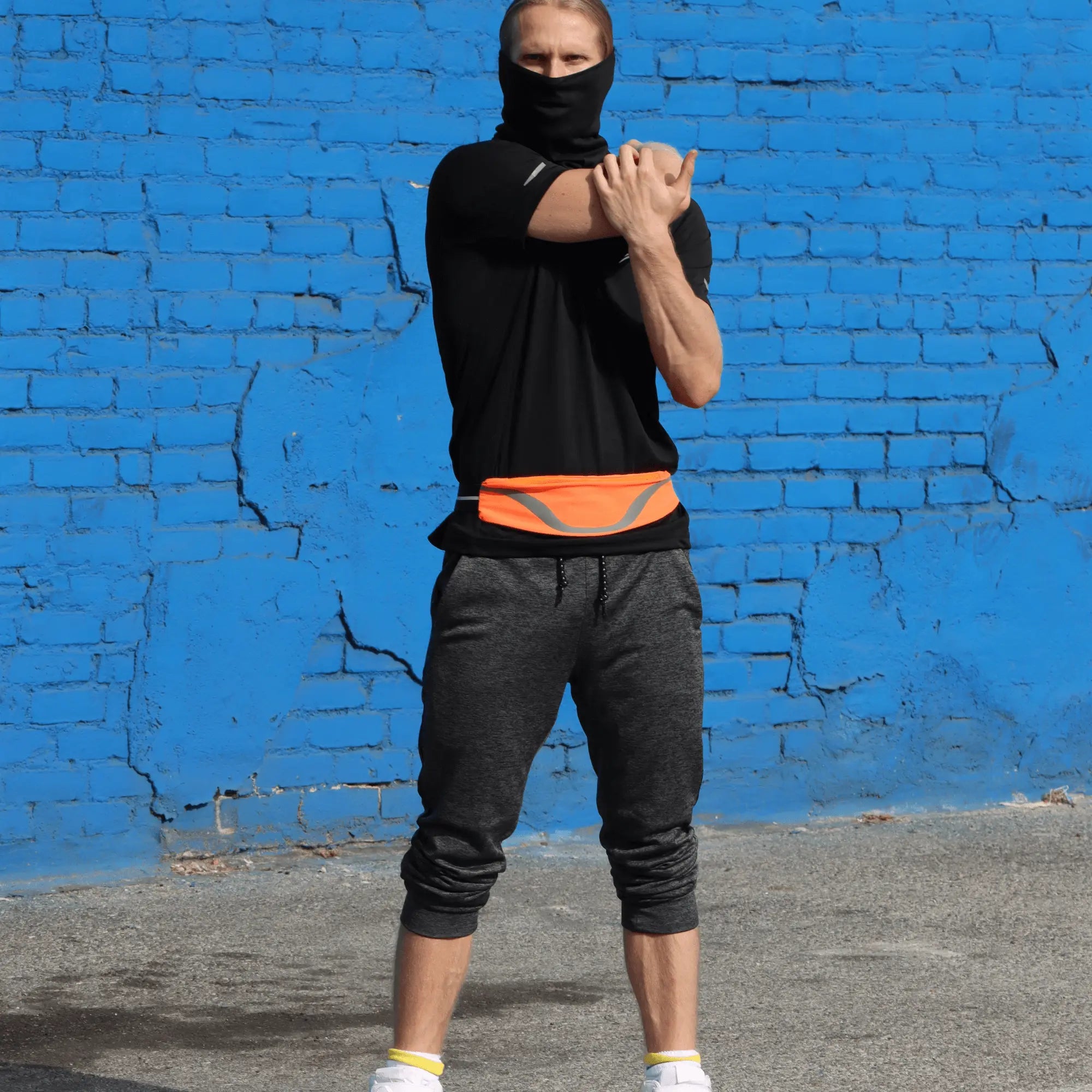 Water-Resistant Sport Waist Pack Running Belt with Reflective Strip Black Lavender