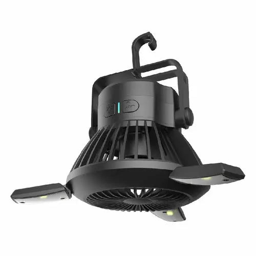 Solar Camping Light Foldable Fan Hanging Hook Rechargeable Maroon Asteria