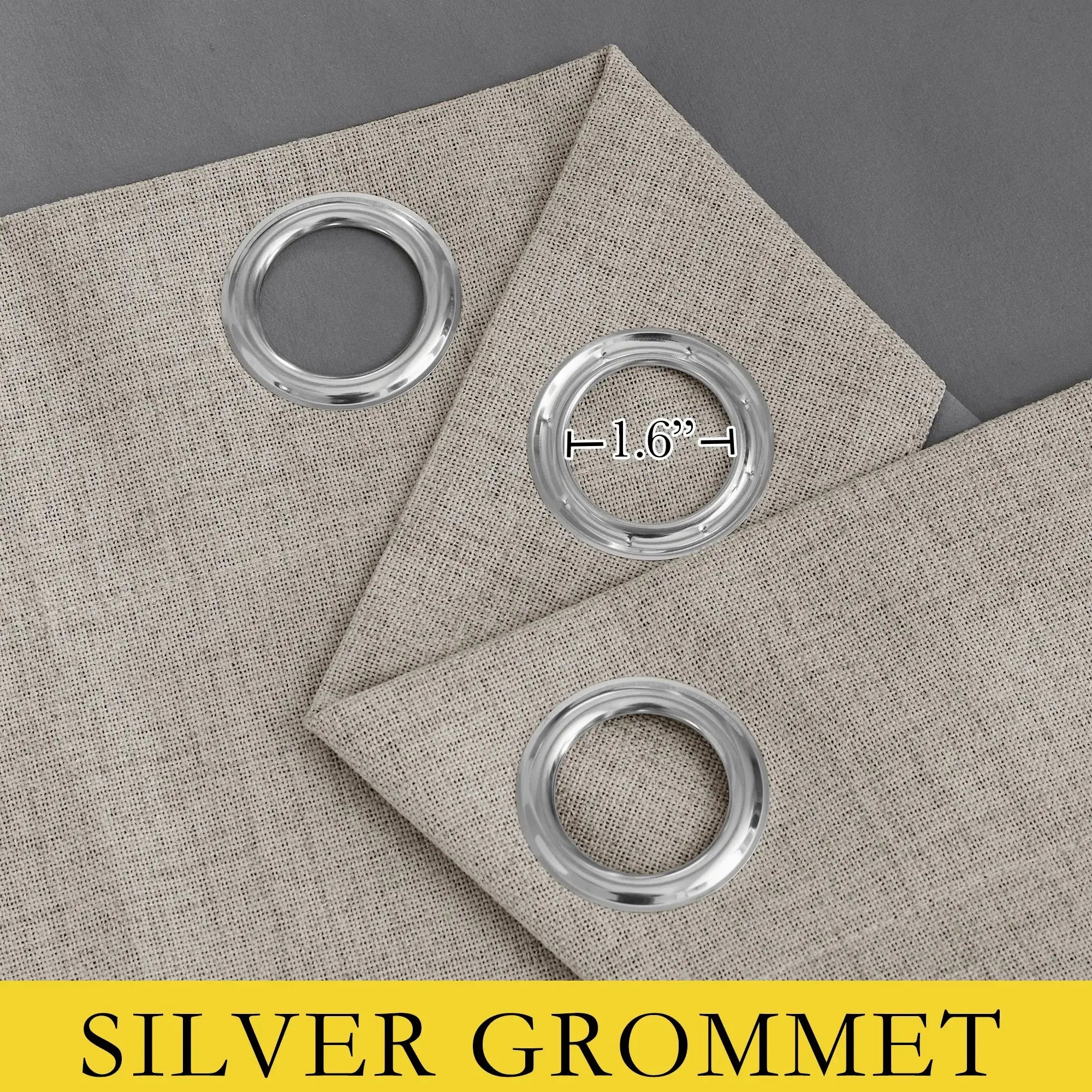 Full Blackout Linen Curtains 108 Inches Long, Room Darkening Thermal Insulated Noise Reducing Grommet Drapes for Bedroom Living Room, 52"X 108", Oatmeal, 2 Panels