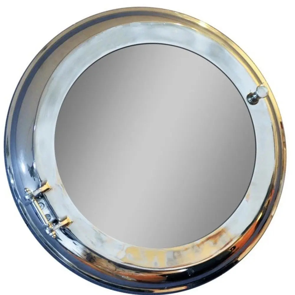 21" Silver Round Aluminum Framed Accent Mirror White Diomedes