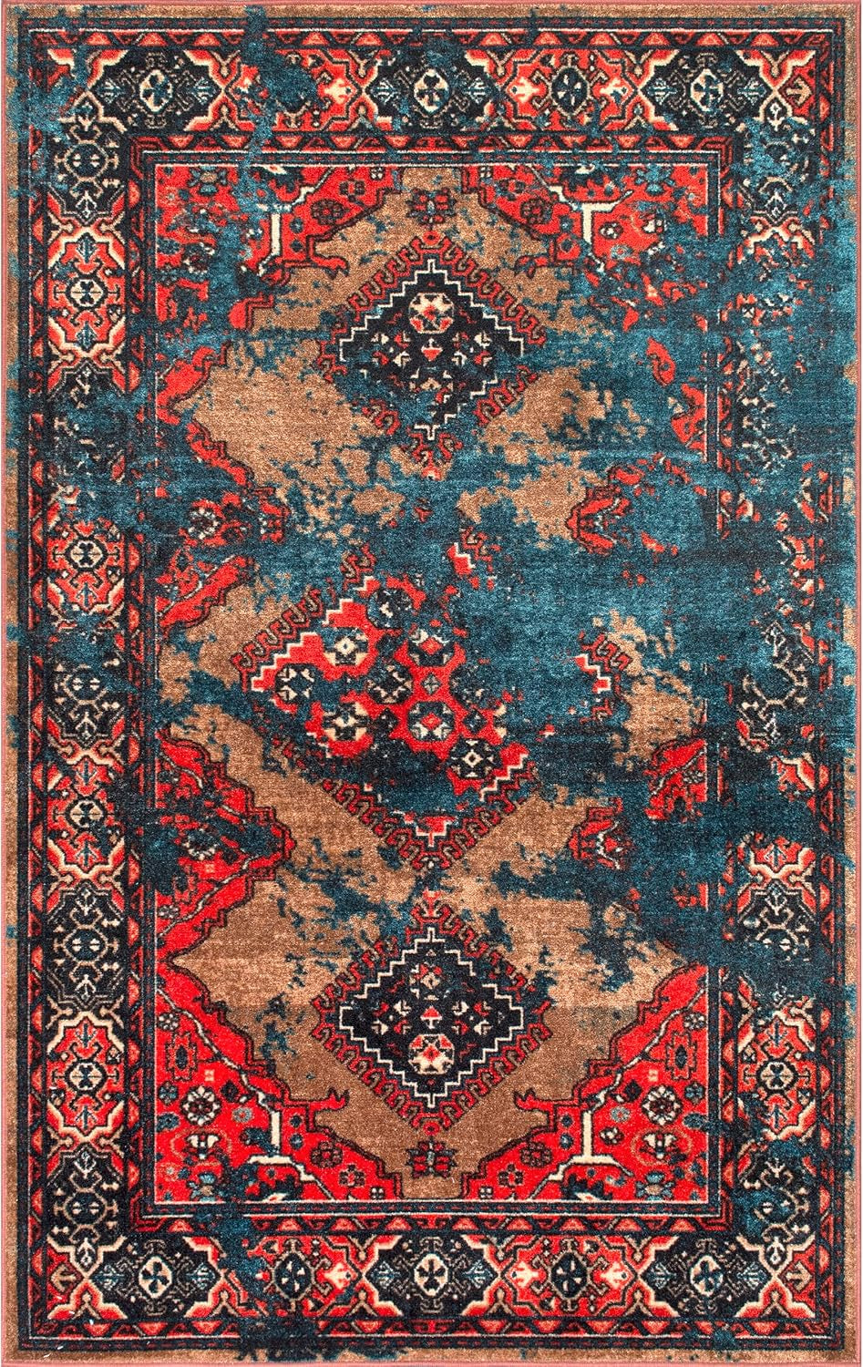 Distressed Tribal Lavonna Accent Rug, 3X5, Multi