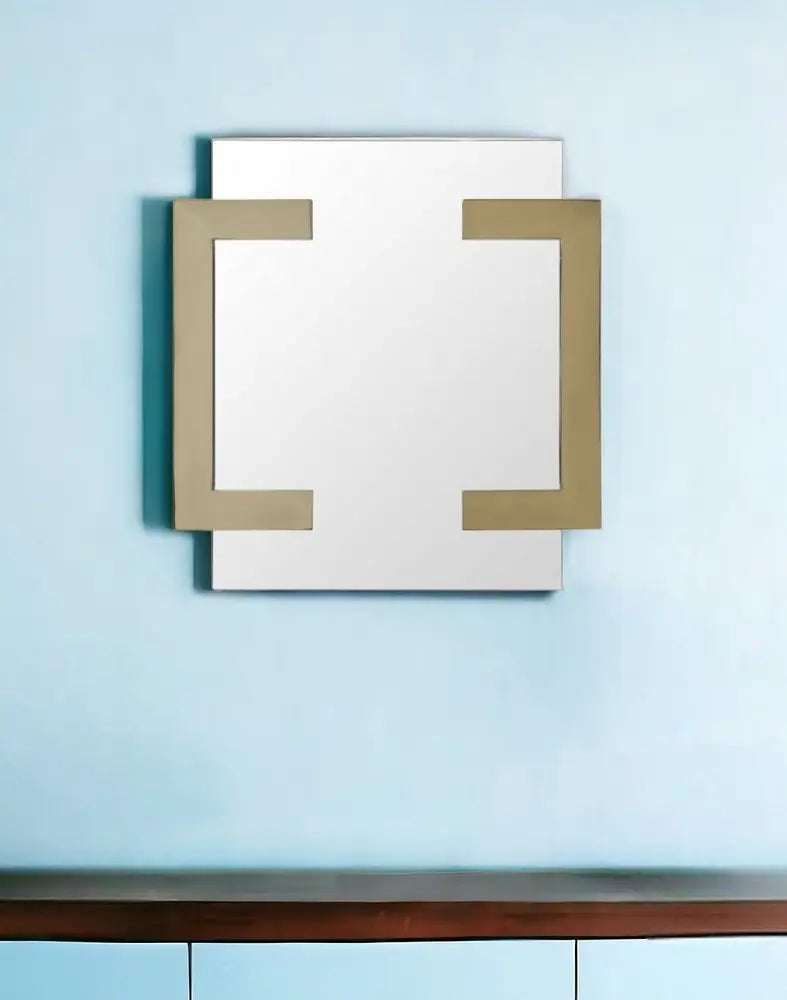 35" Gold Abstract Metal Framed Accent Mirror White Diomedes