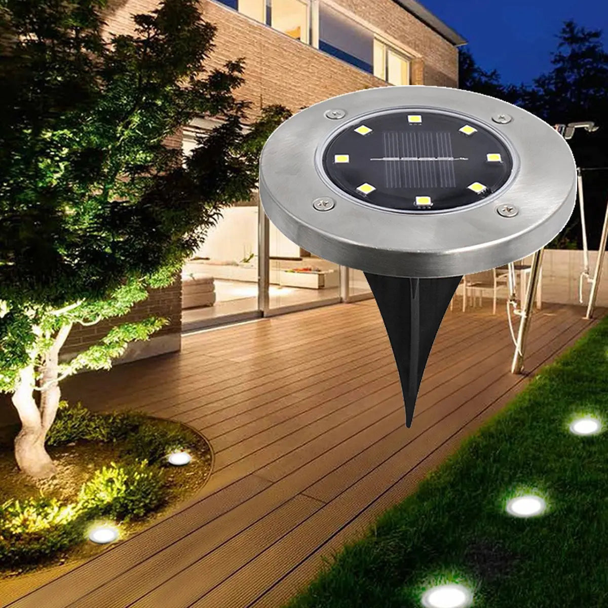4/8 LEDs Solar Powered Buried Light Outdoor Pathway Garden Decking Pink Iolaus