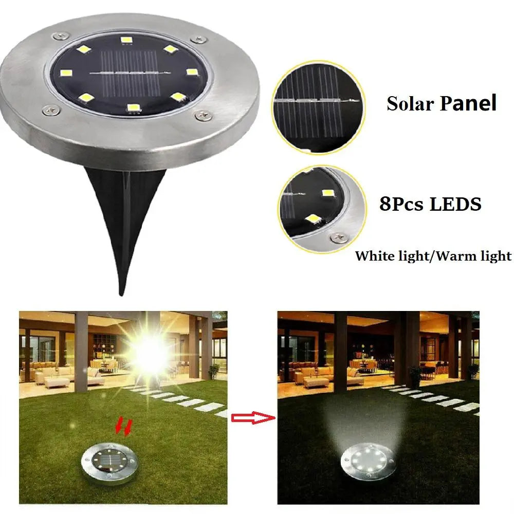 4/8 LEDs Solar Powered Buried Light Outdoor Pathway Garden Decking Pink Iolaus