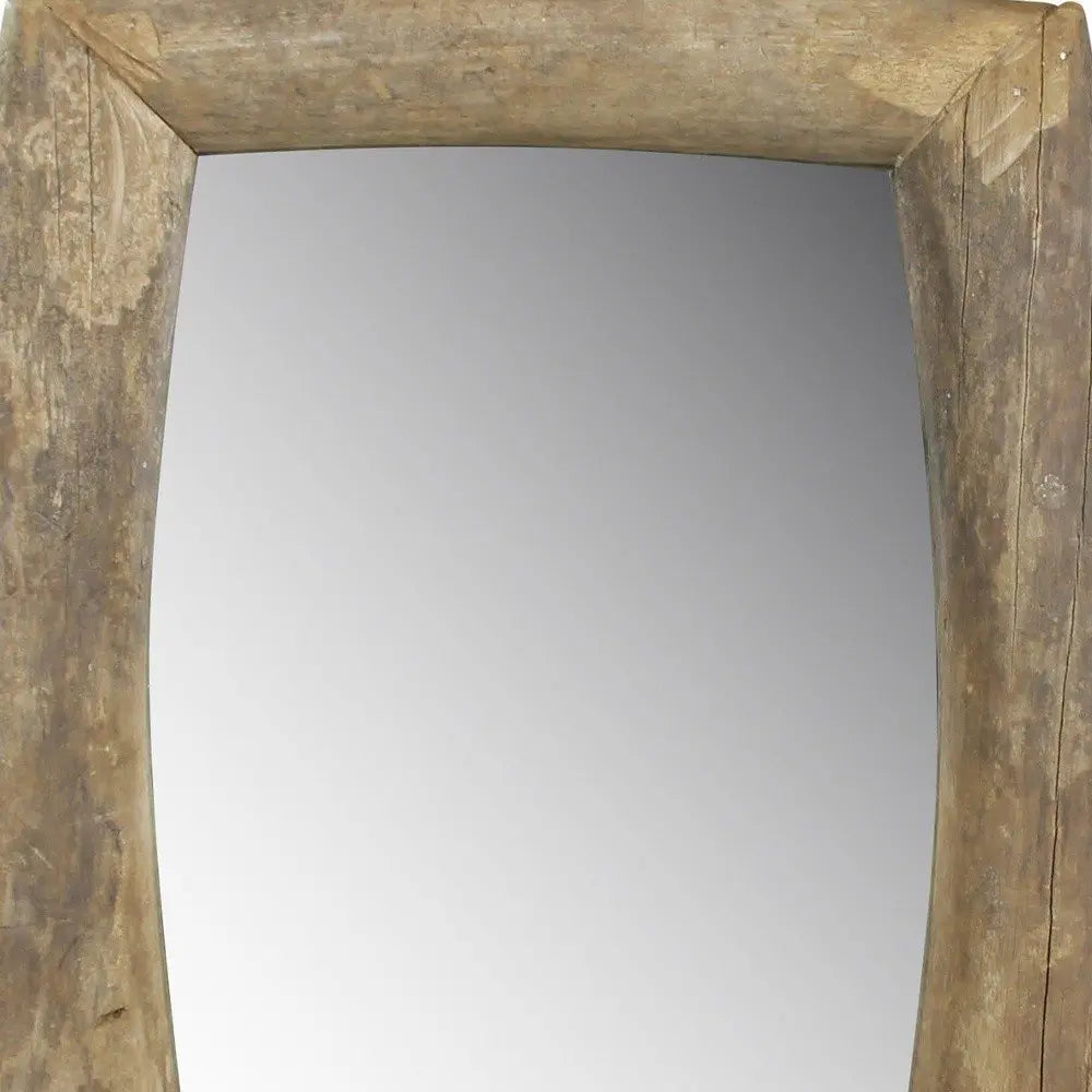 Natural Wooden Wall Mirror White Diomedes
